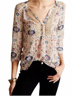 ⭐️⭐️⭐️Maeve by Anthropologie Stillwater Blouse-bohemian chic- lace-colorful⭐️